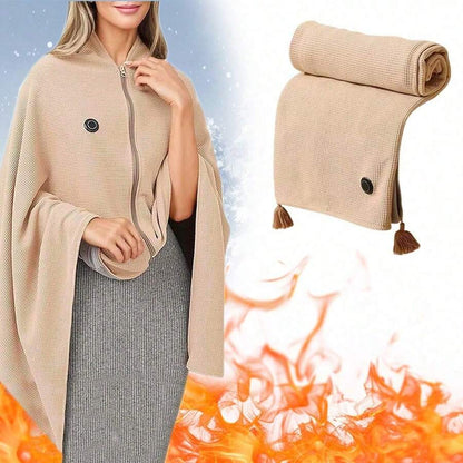 Portable Heated Blanket Shawl Wrap For Women, 2026 New Portable USB Hooded Heated Blanket Shawls With 3 Heating Levels(Beige, Without Charger)