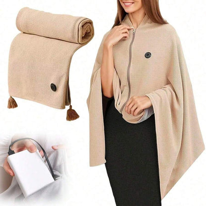Portable Heated Blanket Shawl Wrap For Women, 2026 New Portable USB Hooded Heated Blanket Shawls With 3 Heating Levels(Beige, Without Charger)