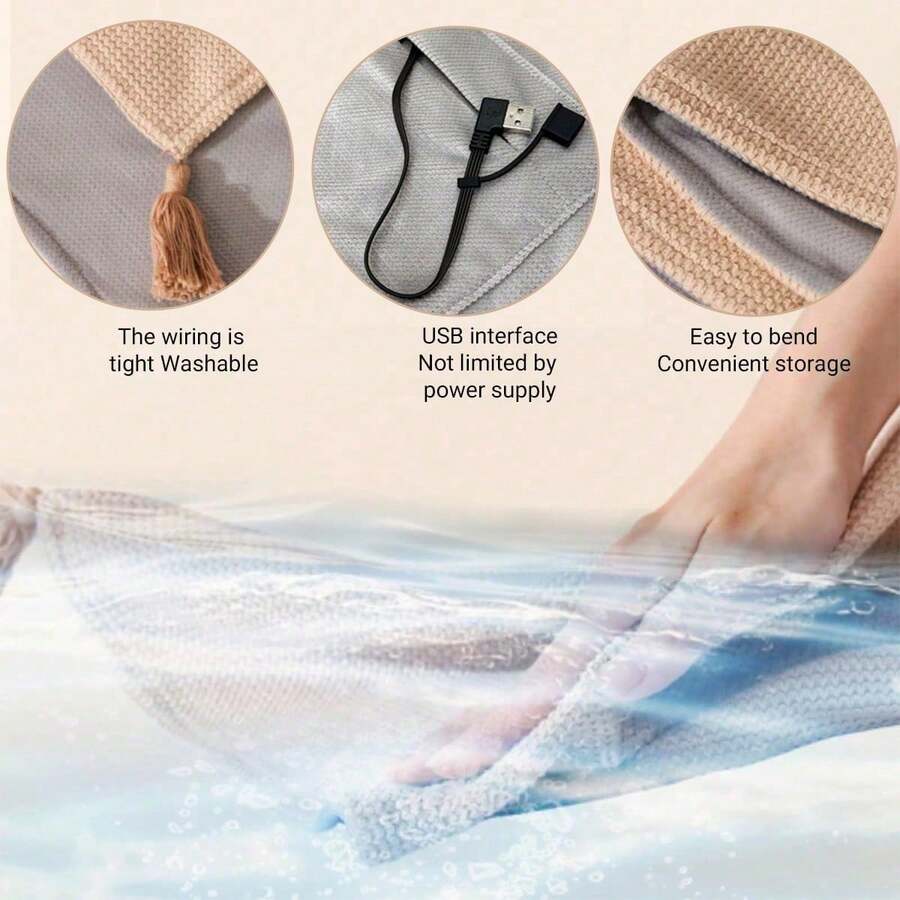 Portable Heated Blanket Shawl Wrap For Women, 2026 New Portable USB Hooded Heated Blanket Shawls With 3 Heating Levels(Beige, Without Charger)
