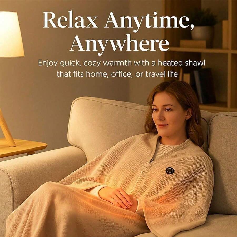 Portable Heated Blanket Shawl Wrap For Women, 2026 New Portable USB Hooded Heated Blanket Shawls With 3 Heating Levels(Beige, Without Charger)