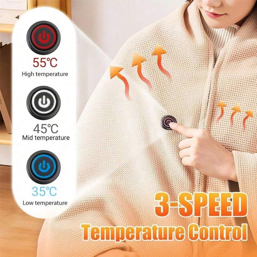 Portable Heated Blanket Shawl Wrap For Women, 2026 New Portable USB Hooded Heated Blanket Shawls With 3 Heating Levels(Beige, Without Charger)