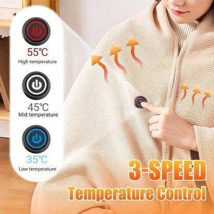 Portable Heated Blanket Shawl Wrap For Women, 2026 New Portable USB Hooded Heated Blanket Shawls With 3 Heating Levels(Beige, Without Charger)