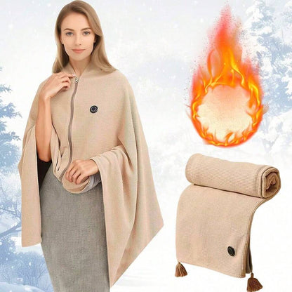 Portable Heated Blanket Shawl Wrap For Women, 2026 New Portable USB Hooded Heated Blanket Shawls With 3 Heating Levels(Beige, Without Charger)