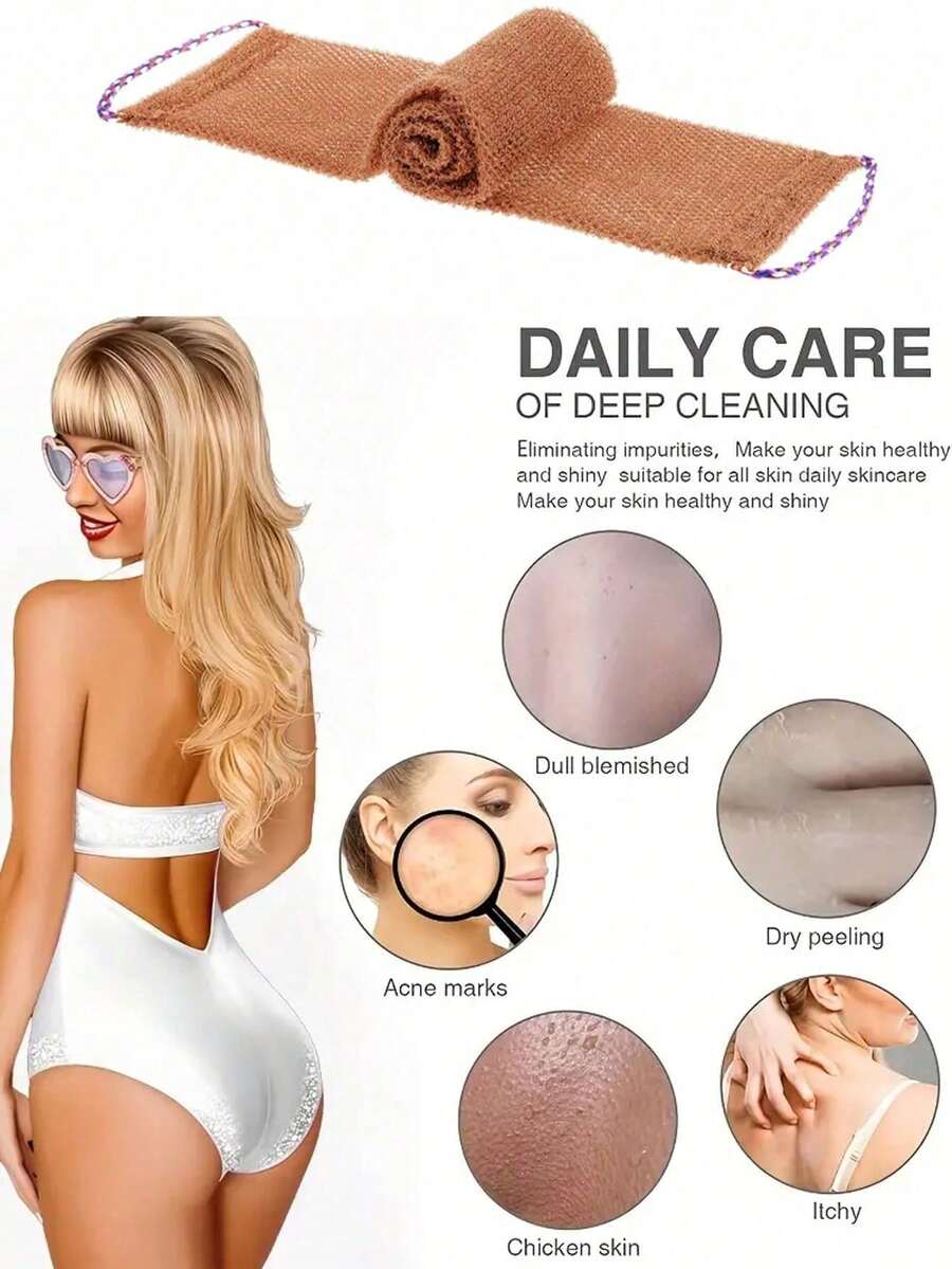 African Style Mesh Exfoliating Long Bath Scrubbing Towel Set, Nylon Back Exfoliating Brush With Drawstring, High-Efficiency Body Brush For Shower, Makes Skin Smooth, Bathroom Decor, Room Decor, Back To School Dorm Supplies