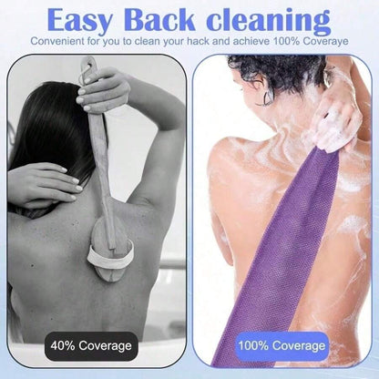 African Style Mesh Exfoliating Long Bath Scrubbing Towel Set, Nylon Back Exfoliating Brush With Drawstring, High-Efficiency Body Brush For Shower, Makes Skin Smooth, Bathroom Decor, Room Decor, Back To School Dorm Supplies
