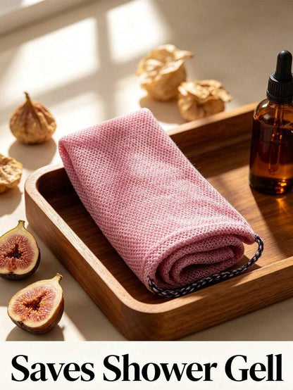 African Style Mesh Exfoliating Long Bath Scrubbing Towel Set, Nylon Back Exfoliating Brush With Drawstring, High-Efficiency Body Brush For Shower, Makes Skin Smooth, Bathroom Decor, Room Decor, Back To School Dorm Supplies