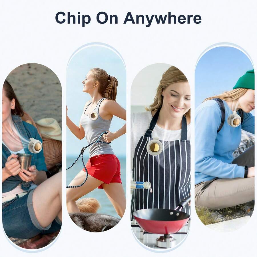 Ultra-Quiet Mini Bladeless Air Cooler, Shirt Clip-On Personal Fan, 3-Speed Hands-Free Neck Wear, Compact Portable For Commute Outdoor Office, Travel Gear, Present (Gentle Breeze Only)