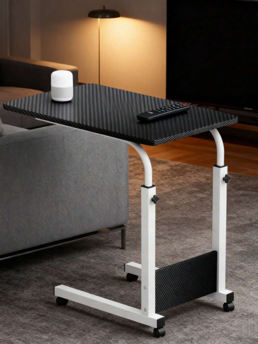Adjustable Mobile Home Desk - Camel Color, With Wheels And Height Adjustment; Mobile Bedside Laptop Desk; Stable Workstations Are Suitable For Home Offices/Bedrooms/Sofas/Small Apartments/Work/Study.