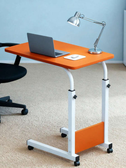 Adjustable Mobile Home Desk - Camel Color, With Wheels And Height Adjustment; Mobile Bedside Laptop Desk; Stable Workstations Are Suitable For Home Offices/Bedrooms/Sofas/Small Apartments/Work/Study.