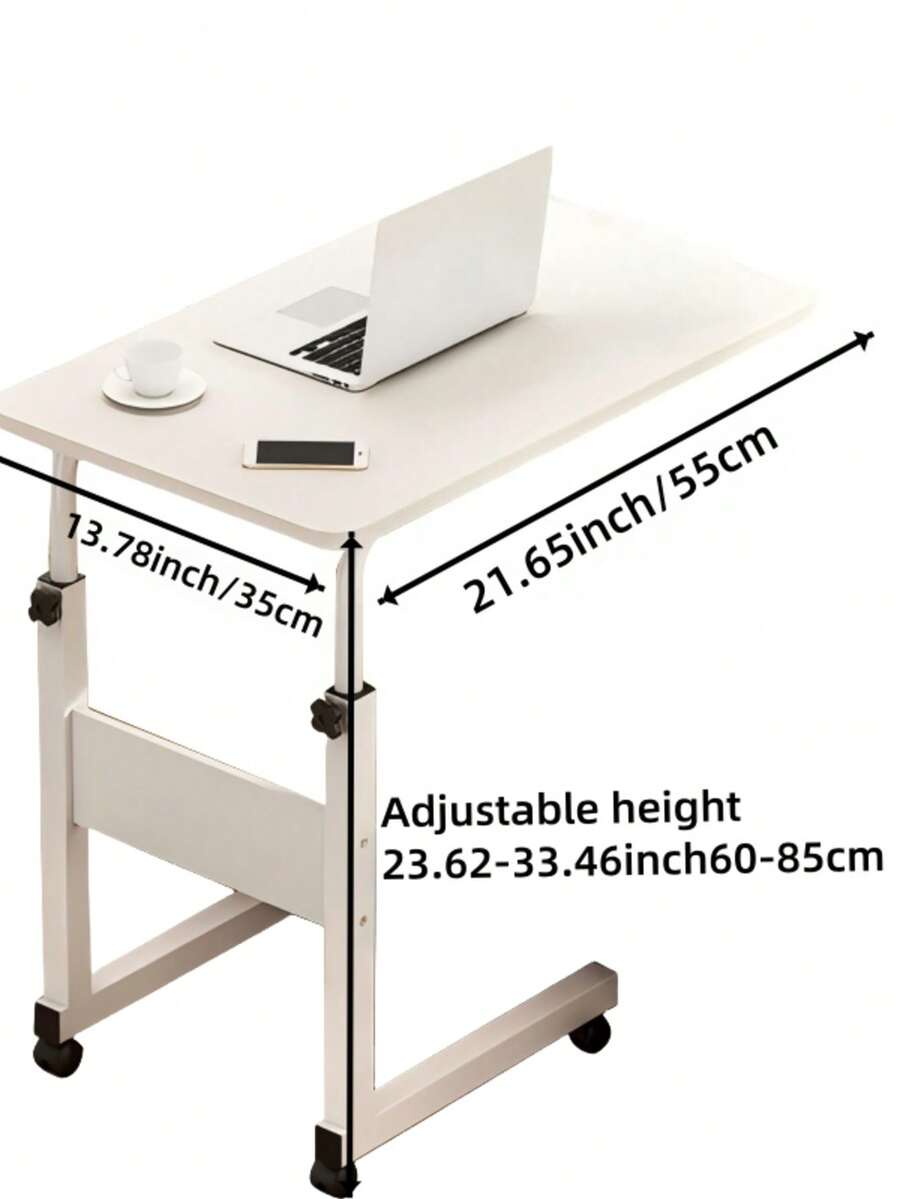 Adjustable Mobile Home Desk - Camel Color, With Wheels And Height Adjustment; Mobile Bedside Laptop Desk; Stable Workstations Are Suitable For Home Offices/Bedrooms/Sofas/Small Apartments/Work/Study.