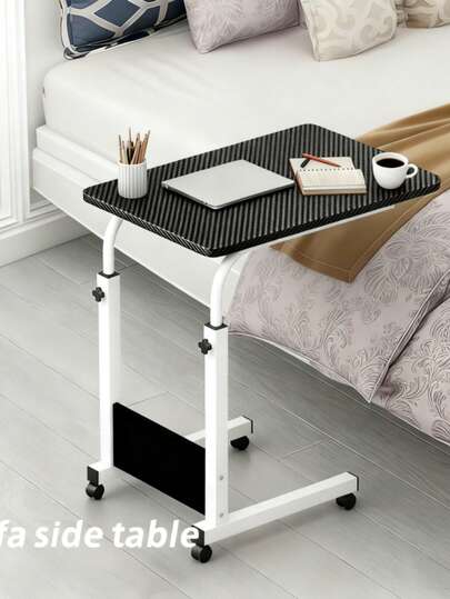 Adjustable Mobile Home Desk - Camel Color, With Wheels And Height Adjustment; Mobile Bedside Laptop Desk; Stable Workstations Are Suitable For Home Offices/Bedrooms/Sofas/Small Apartments/Work/Study.