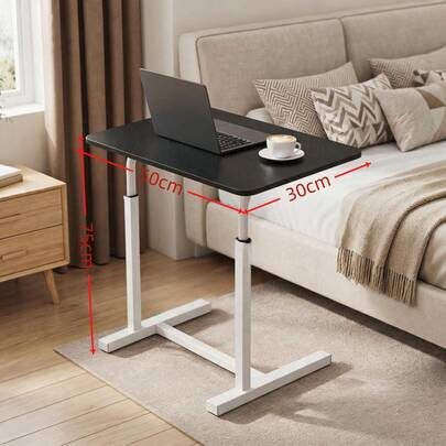 Height-Adjustable Mobile Laptop Desk - Four-Wheel Locking Rolling Study/Workstation Desk With Double-Layer Shelves, Suitable For Bedside/Dormitory/Office Use, Sturdy Steel Frame And Modern Look (Space-Saving Design) Perfect For Back-To-School Season.