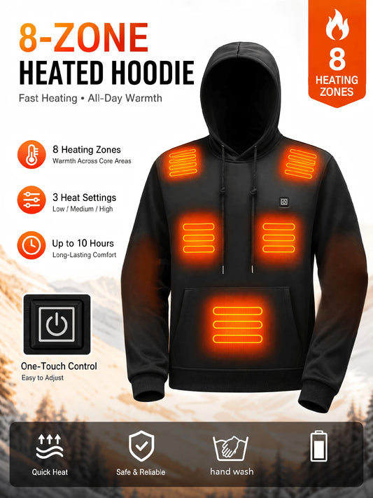 8-Zone USB Heated Hoodie with 3 Heat Levels