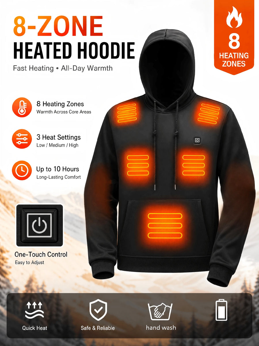 8-Zone USB Heated Hoodie with 3 Heat Levels