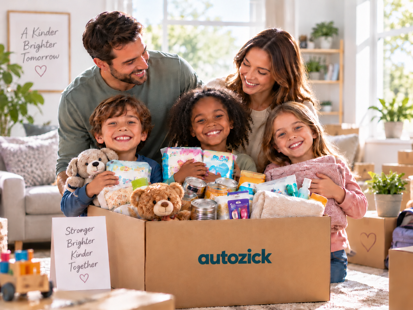 Family with a support box branded autozick